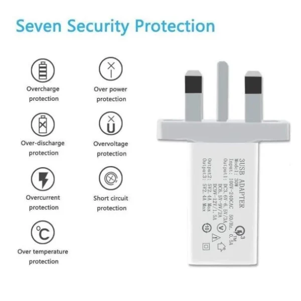 Portable 4 Ports Smart USB Wall Charger QC3.0 Fast Charging