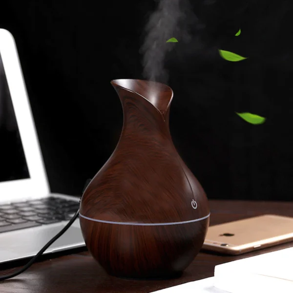 Desktop Humidifier 200ml Wood Grain Vase Shape