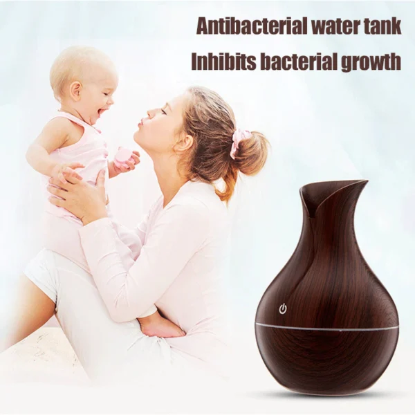 Desktop Humidifier 200ml Wood Grain Vase Shape